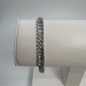 Elegant Cubic Zirconia Emerald Cut Silver Bracelet